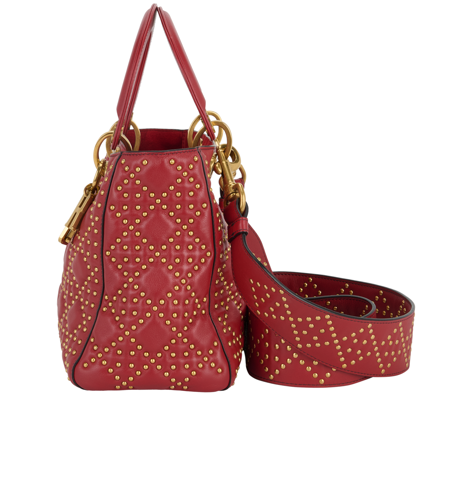 Medium Supple Lady Dior, &pound;2,200, Handbags, Red, Leather, Bottom view